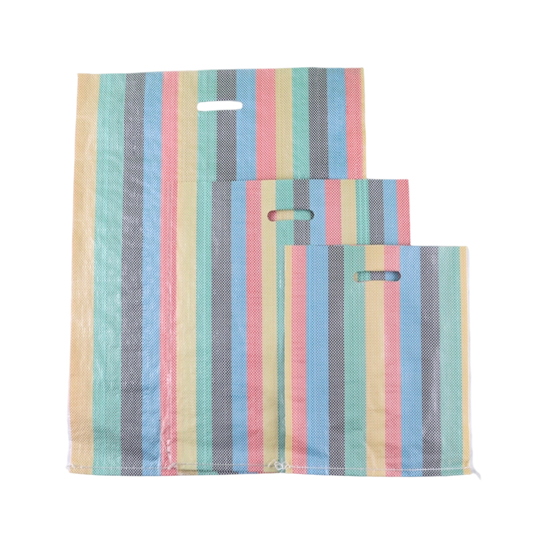 Bolsa tejida de polipropileno a rayas de color con mango tipo D para exportación a África