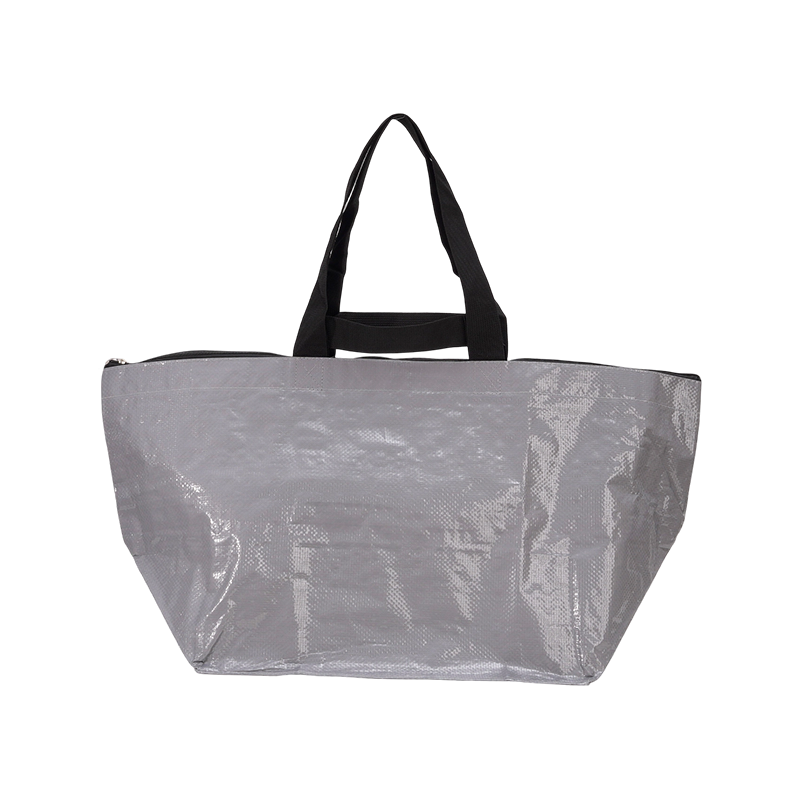 Bolsa de compras tejida de polipropileno impermeable gris que se puede personalizar con el logotipo