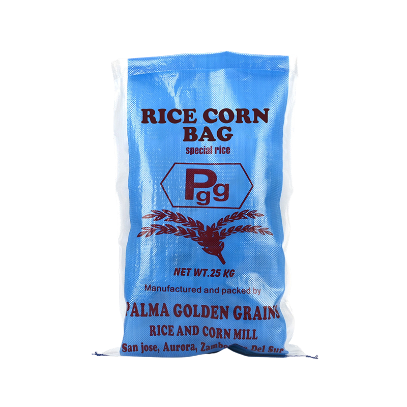 Bolsa tejida de PP con grano de arroz azul de 25 kg